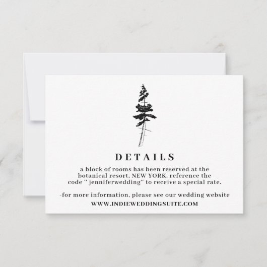 Forest Pine Indie Rustikale einfache Details Einladung (Vorderseite)