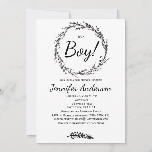 Forest Pine Rustic Country Boy Baby Dusche Einladung (Vorderseite)