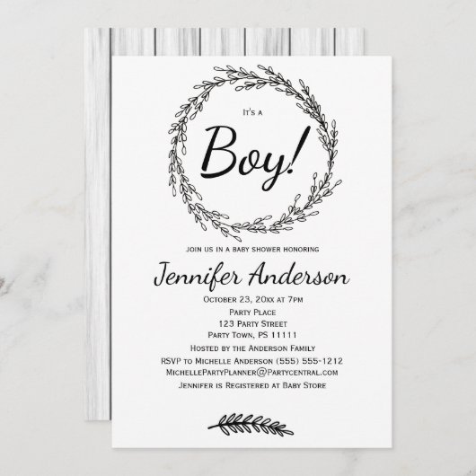 Forest Pine Rustic Country Boy Baby Dusche Einladung (Vorne/Hinten)