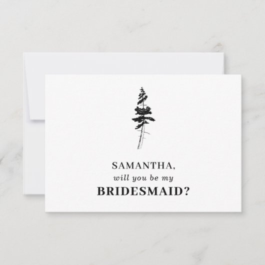 Forest Pine tree Indie Werden Sie meine Brautjungf Einladung (Vorderseite)