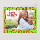 Forest Pine Tree Moon Stars CUSTOM FOTO Holiday Postkarte (Vorderseite)