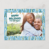 Forest Pine Tree Moon Stars CUSTOM FOTO Holiday Postkarte (Vorderseite)