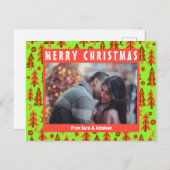 Forest Pine Tree Moon Stars CUSTOM FOTO Holiday Postkarte (Vorne/Hinten)