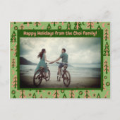 Forest Pine Tree Moon Stars CUSTOM FOTO Holiday Postkarte (Vorderseite)