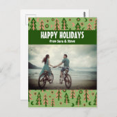 Forest Pine Tree Moon Stars CUSTOM FOTO Holiday Postkarte (Vorne/Hinten)