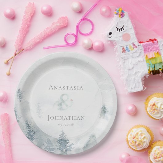 Forest Pine Tree Rustic Watercolor  Pappteller (Party)