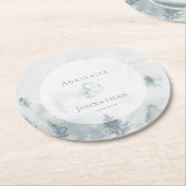 Forest Pine Tree Rustic Watercolor  Runder Pappuntersetzer (Angewinkelt)