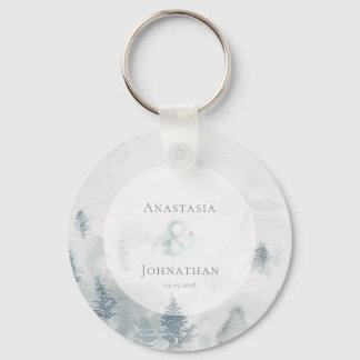 Forest Pine Tree Rustic Watercolor Schlüsselanhänger