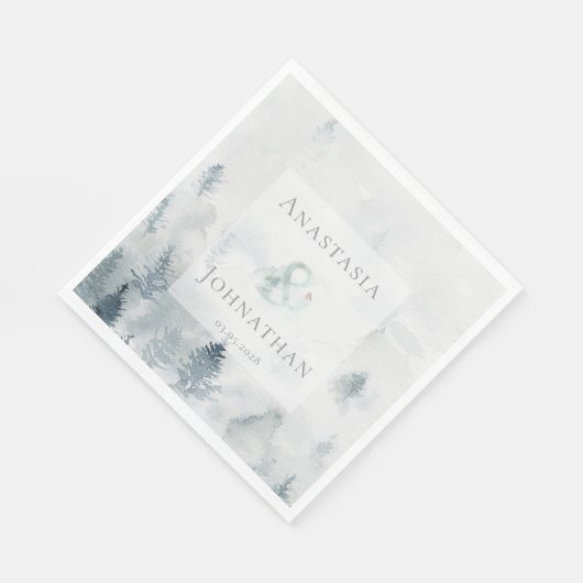 Forest Pine Tree Rustic Watercolor Serviette (Ecke)