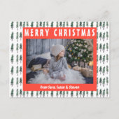 Forest Pine Tree Watercolor CUSTOM FOTO Holiday Postkarte (Vorderseite)