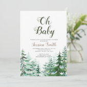 Forest Pine Trees Boy Baby Dusche Einladung (Stehend Vorderseite)