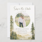Forest Pine Trees Foto Christlich Hochzeit Save The Date (Vorderseite)