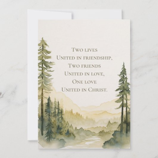 Forest Pine Trees Foto Christlich Hochzeit Save The Date (Rückseite)