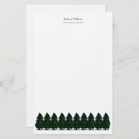 Forest Pine Trees Stationery Briefpapier (Vorne/Hinten)