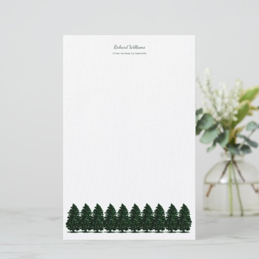 Forest Pine Trees Stationery Briefpapier (Stehend Vorderseite)