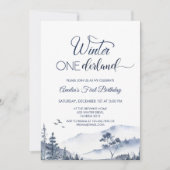 Forest Pine Trees Winter Onederland Geburtstag Einladung (Vorderseite)