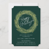 Forest Pine Wreath Emerald Holiday Party Einladung (Vorderseite)