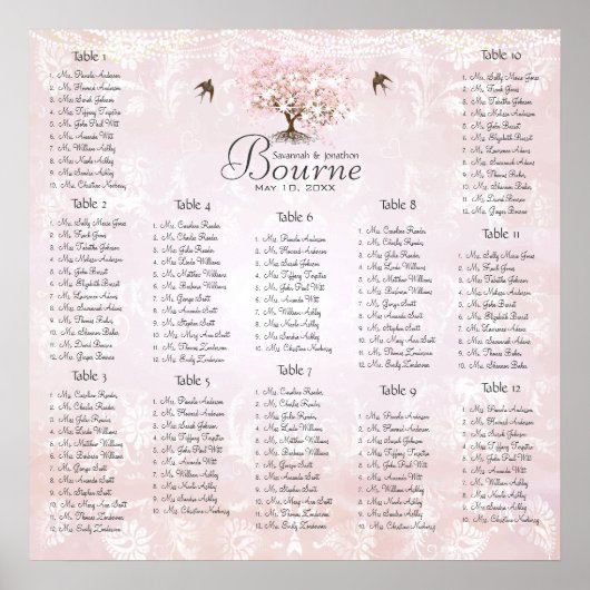 Forest Pink Heart Leaf Tree Poster (Vorne)