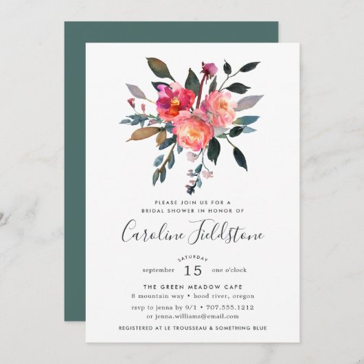 Forest Posy Bridal Dusche Einladung (Vorne/Hinten)