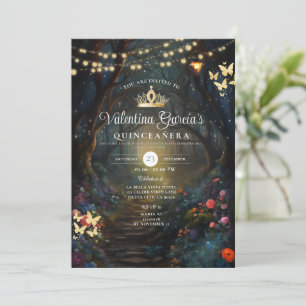 Forest Quinceañera 15 Anos Blume Gold Einladung