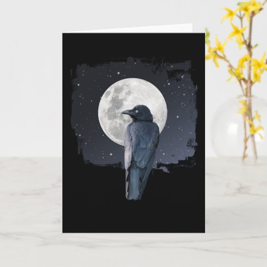 Forest Raven Cold Moon Karte (Gelbe Blume)