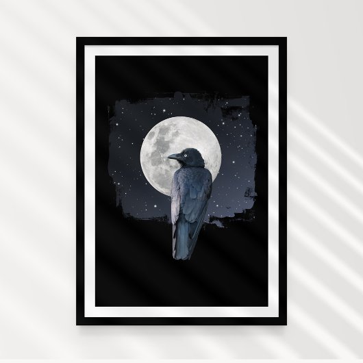 Forest Raven Cold Moon Poster