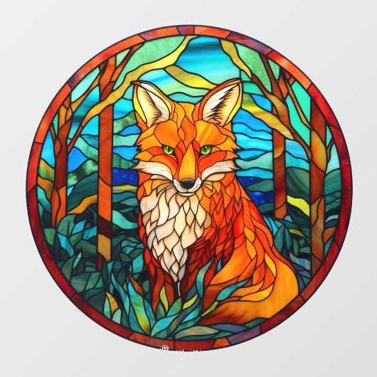 Forest Red Fox Imitate gestanztes Glas Fensteraufkleber (Blatt)