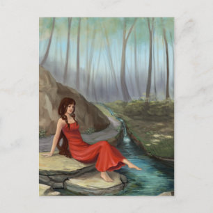 Forest Rivulet - Fantasy Forest Elf Girl Girl Post Postkarte