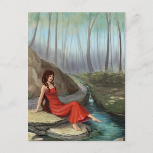 Forest Rivulet - Fantasy Forest Elf Girl Girl Post Postkarte (Vorderseite)