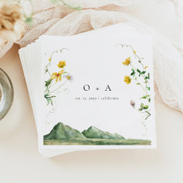 Forest Rustic Boho Wildblume Mit Monogramm Hochzei Serviette