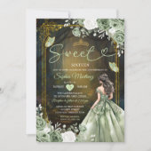 Forest Sage Green Princess Quinceañera Einladung (Vorderseite)