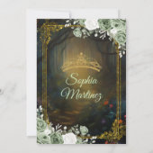 Forest Sage Green Princess Quinceañera Einladung (Rückseite)