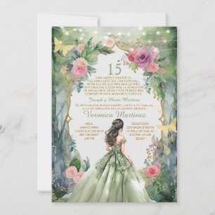 Forest Sage Green Princess Spanisch 15 Mis Quince Einladung