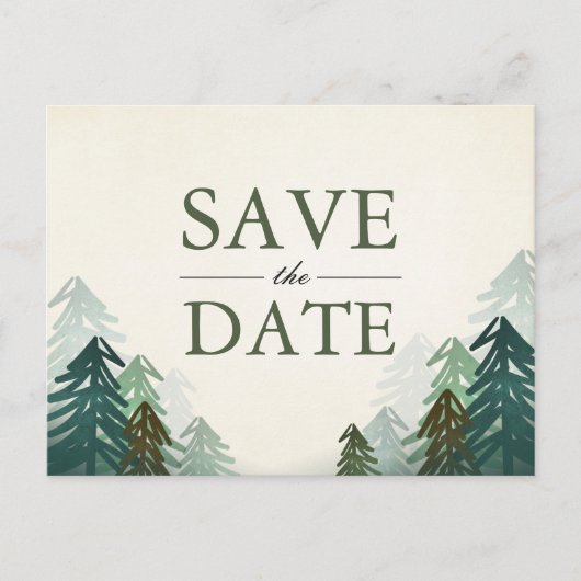 Forest Save the Date Postcard Elegante Wählen Sie  Ankündigungspostkarte (Vorderseite)