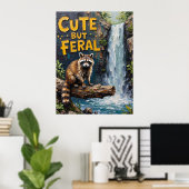 Forest Sentinel: Raccoon durch den Fluss Poster (Heimbüro)