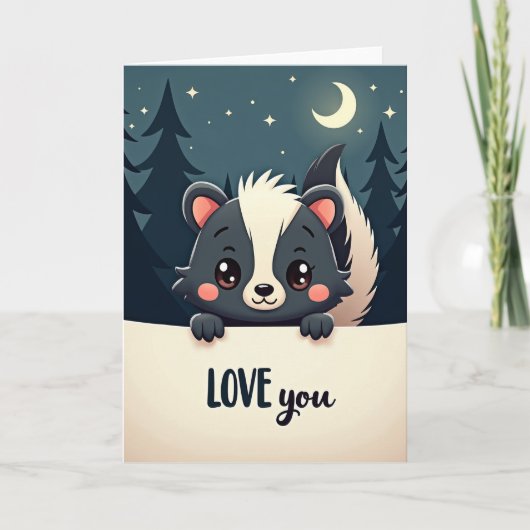 Forest Skunk Love You Moon Card Karte (Vorderseite)