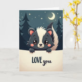 Forest Skunk Love You Moon Card Karte (Gelbe Blume)