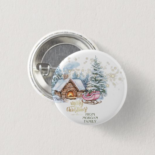 Forest Snow House Sleigh Button (Vorne & Hinten)