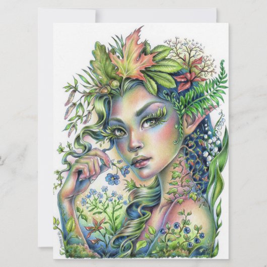 Forest Sprite Fairy Elf Fantasy Woman Art Card (Vorderseite)