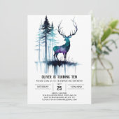 Forest Stag Editable zum Geburtstag Einladung (Stehend Vorderseite)
