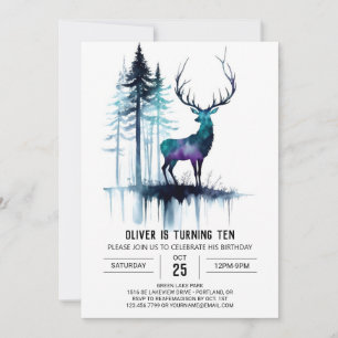 Forest Stag Editable zum Geburtstag Einladung