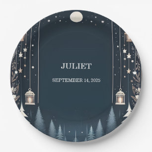 Forest Stars Snow Bright Winter Brautparty Pappteller