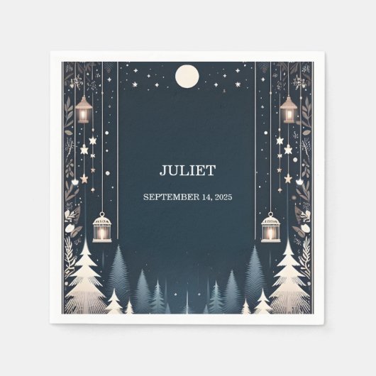 Forest Stars Snow Bright Winter Brautparty Serviette (Vorderseite)