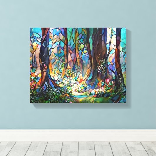 Forest Stated Glass Style Stretted Leinwand (Insitu (Holzboden))