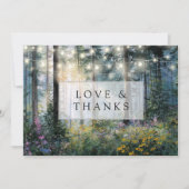 Forest String Lights Floral Rustic Wedding Photo Dankeskarte (Vorderseite)