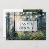 Forest String Lights Floral Rustic Wedding Photo Dankeskarte (Vorne/Hinten)