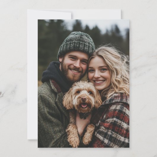 Forest String Lights Floral Rustic Wedding Photo Einladung (Rückseite)