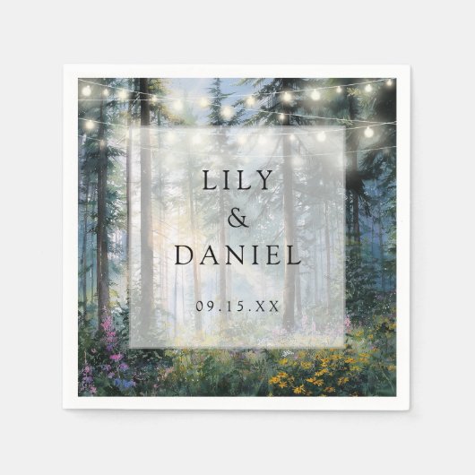 Forest String Lights Wildflower Floral Wedding Serviette (Vorderseite)