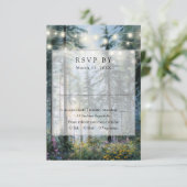 Forest String Lights Wildflowers Floral Wedding RSVP Karte (Stehend Vorderseite)