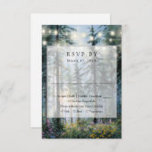 Forest String Lights Wildflowers Floral Wedding RSVP Karte (Vorne/Hinten)